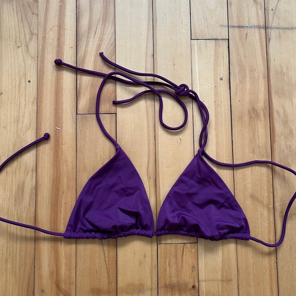 Victorias Secret Purple Triangle Bikini Top Halter Tie Swim Size Medium